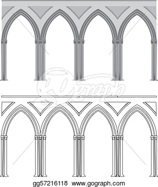 Clip Art Vector   Gothic Arch And Column  Stock Eps Gg57216118