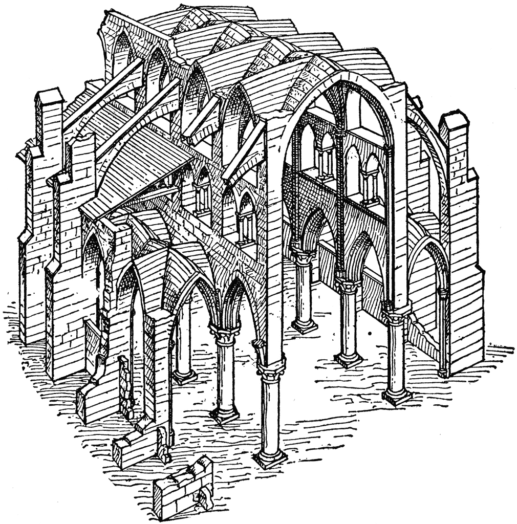 Constructive System Of A Gothic Church   Clipart Etc