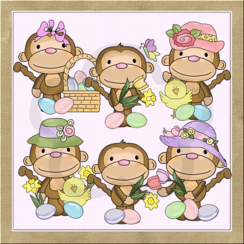 Cuddle Monkey Easter Clip Art By Cheryl Seslar    1 00   Graphics