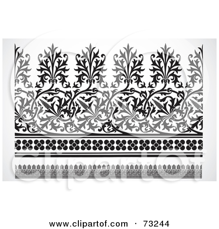 Digital Collage Of Black And White Floral Border Design Elements