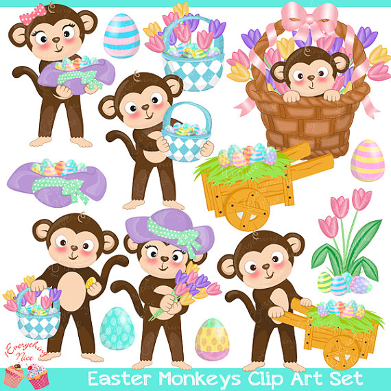 Easter Monkeys Clip Art Set By 1everythingnice On Etsy