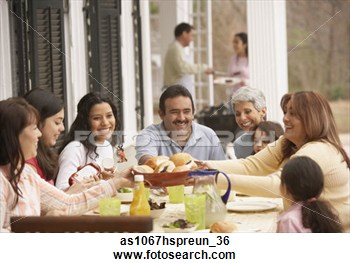 Hispanic Family Eating Dinner Outdoors Richmond Virginia United