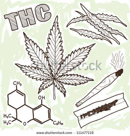Illustration Of Narcotics   Marijuana And Other Elements   Stock Photo