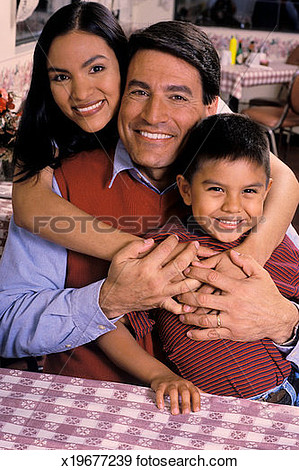 Latino Family Clipart Stock Photograph   Latino Family Hugging And