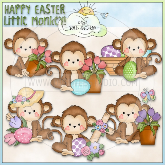 Monkey Business Easter 1   Ne Cheryl Seslar Clip Art   Digi Web Studio
