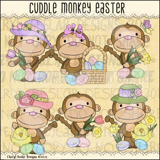 Monkey Easter 1   Clip Art By Cheryl Seslar   Digi Web Studio Clip