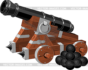 Old Pirate Ship Cannon   Stock Vector Clipart