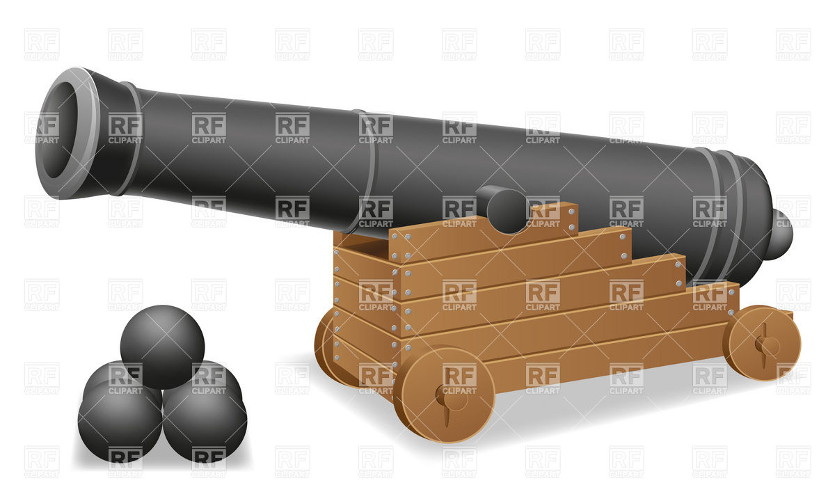 Pirate Cannon And Cannonballs Download Royalty Free Vector Clipart