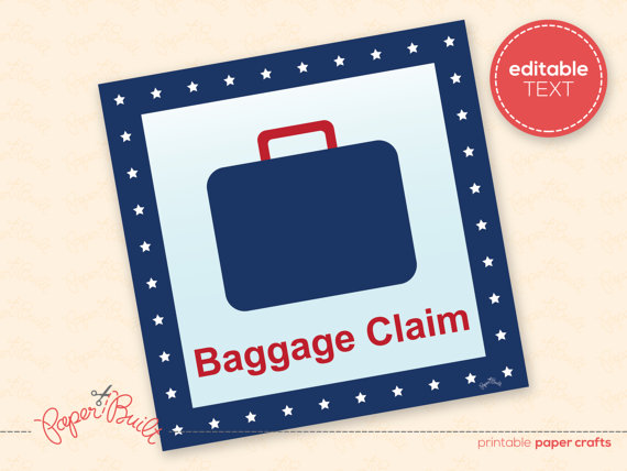 Printable Airplane Birthday Party Baggage Claim Sign From The All    