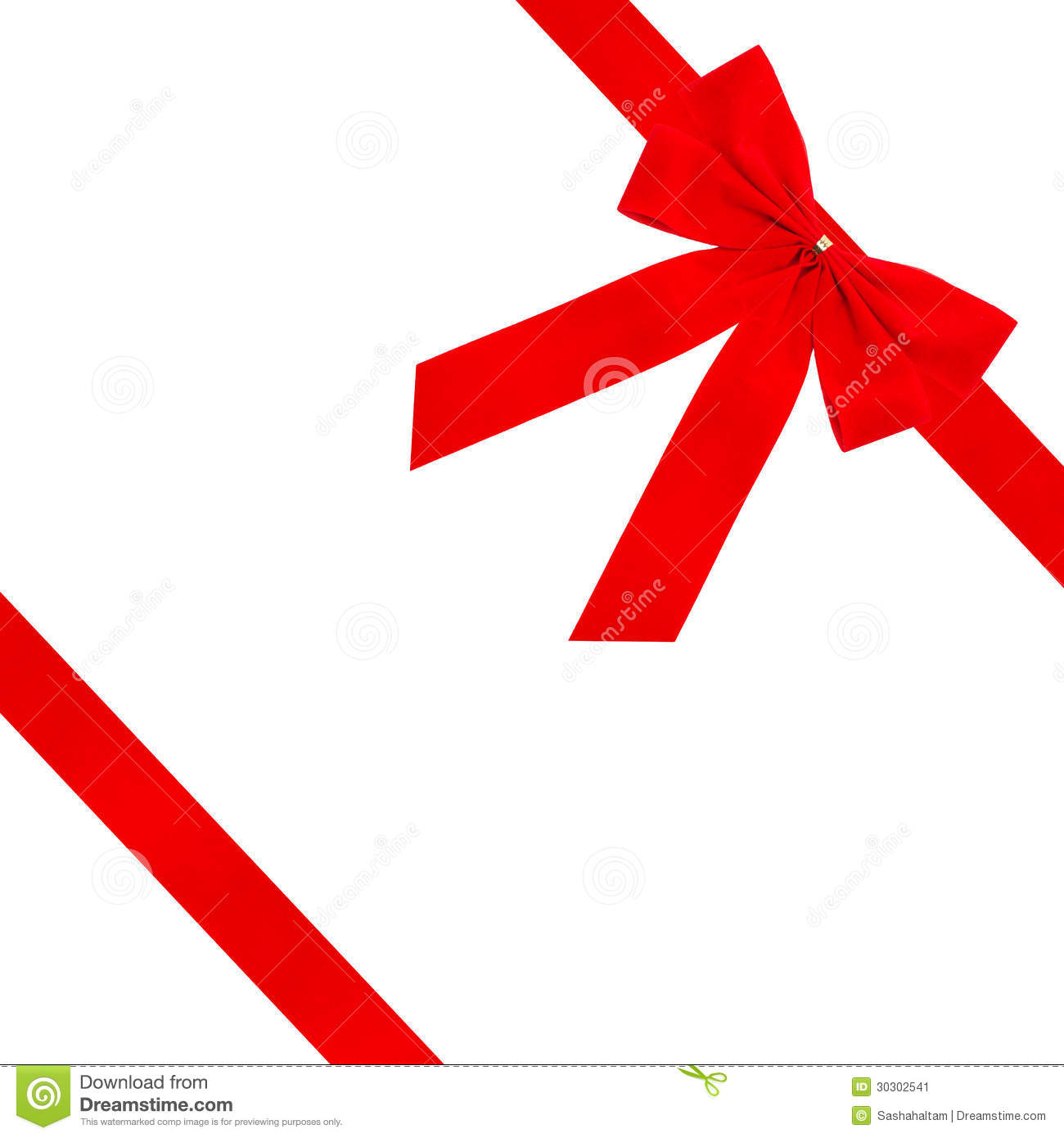 Red Velvet Bow With Ribbon  Isolated On White  Holiday Background    