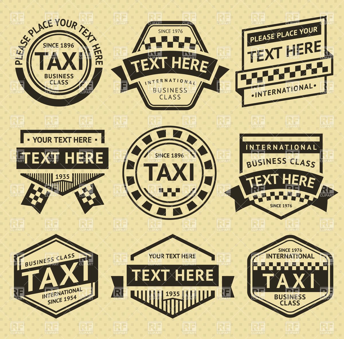 Simple Taxi Emblems And Labels Download Royalty Free Vector Clipart