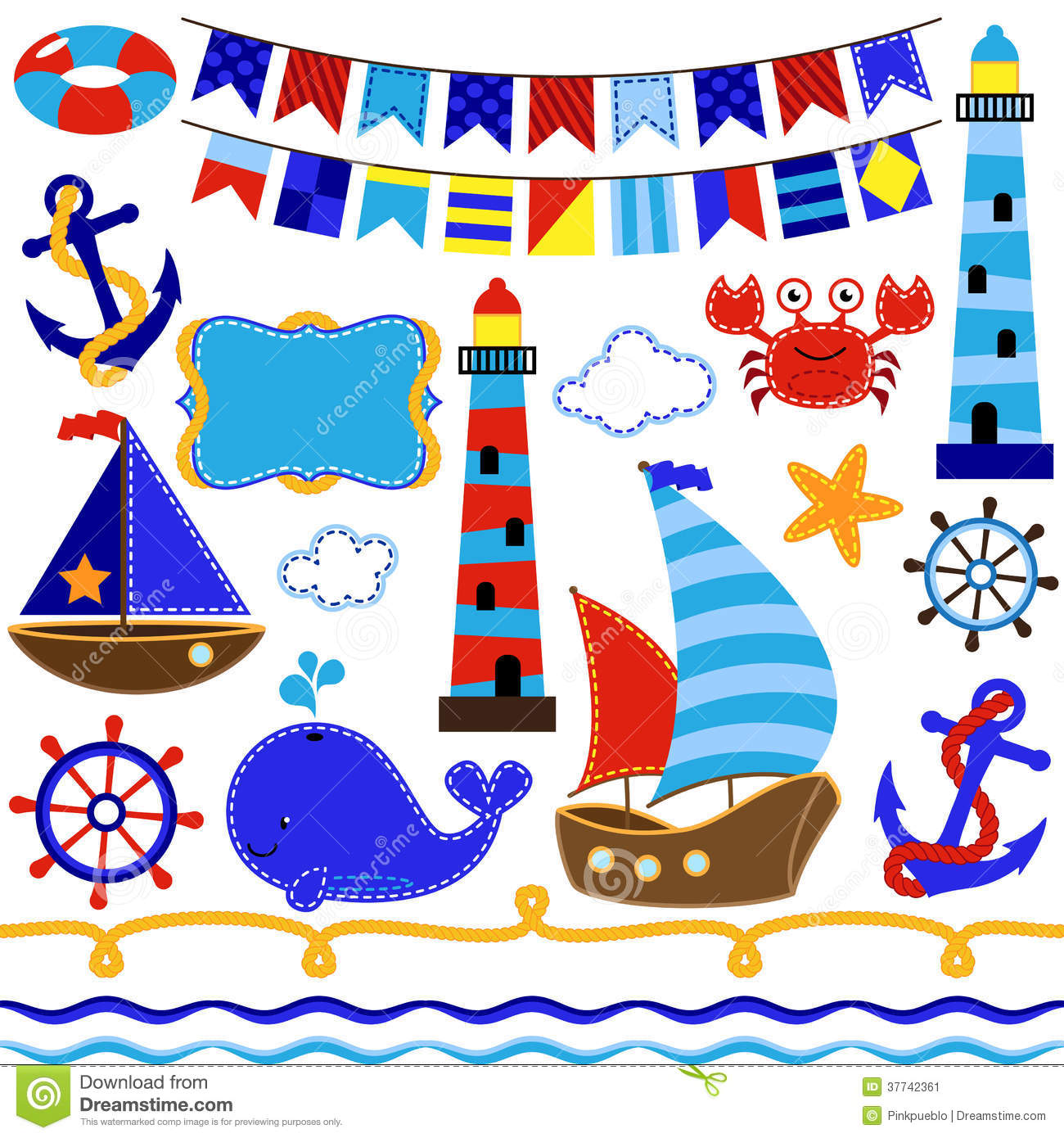 Vector Set Of Nautical And Sailing Themed Elements Stock Image   Image    