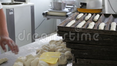 Worker Making Soft Rolls Industrial Kitchen Shaping Dough 55836514 Jpg