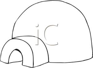 Black And White Igloo   Royalty Free Clipart Picture