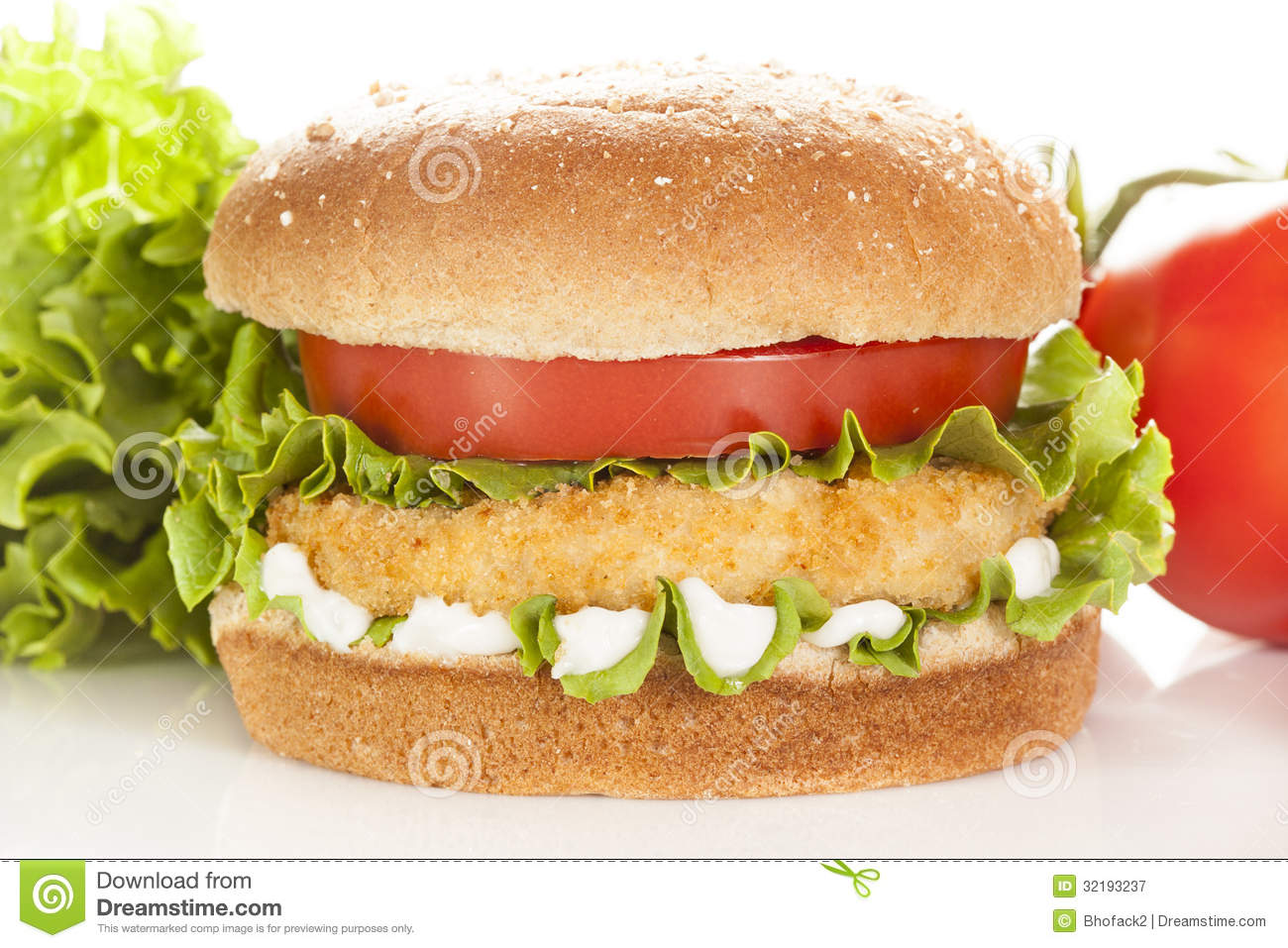 Breaded Chicken Patty Sandwich On A Bun Royalty Free Stock Photography    