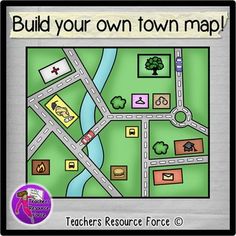 Build Your Own Town Map Clip Art   Color And Black Line  Product