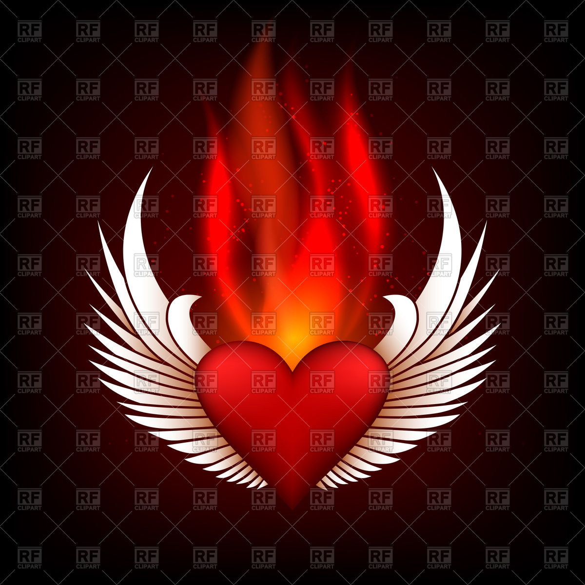 Burning Heart With Wings In Flame Tips 94478 Download Royalty Free
