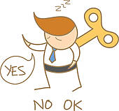 Character Of Business Man Wind Up Saying Yes No Ok   Clipart Graphic