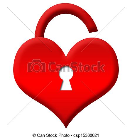 Clip Art Of Red Heart Shape Lock   Unlocked   Heart Shape With Keyhole