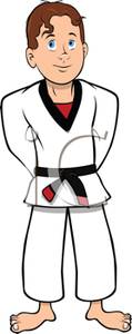 Clipart Image Of A Boy Wearing A Karate Uniform 