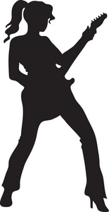 Clipart Image   The Silhouette Of A Female Electric Guitar Player