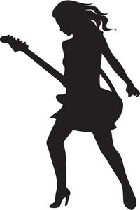     Clipart Image   The Silhouette Of A Female Electric Guitar Player