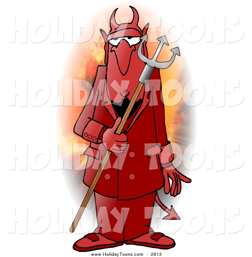 Clipart Of A Red Devil Man Wearing A Halloween Devil Costume By Dennis