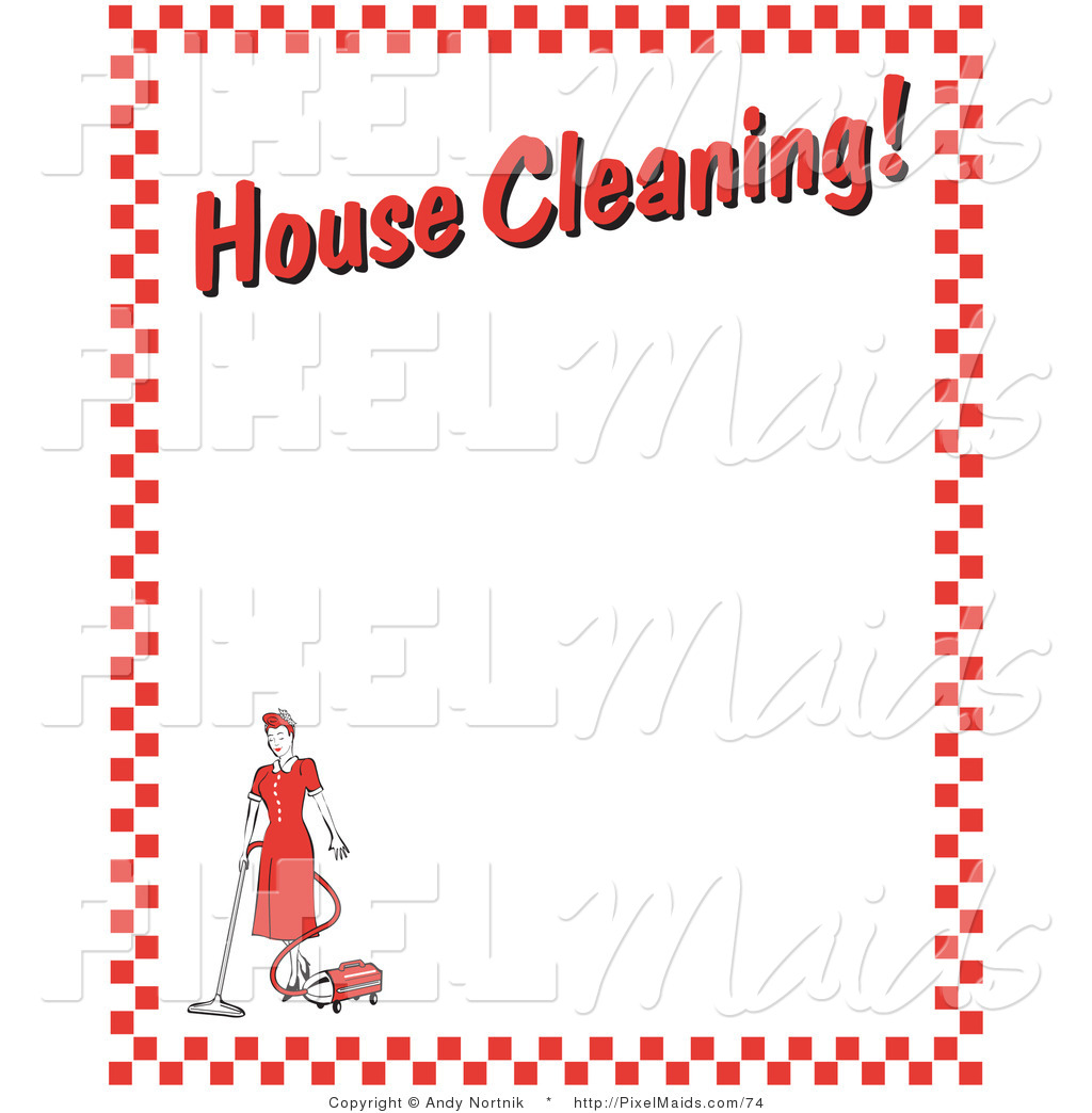 Clipart Of An Old Fashhioned Woman Vacuuming With A Canister Vacuum