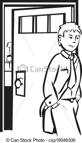 Clipart Of Leaving Home   Professional Man In Business Attire Leaving