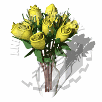 Dozen Yellow Roses In Clear Vase Animated Clipart