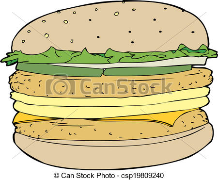 Eps Vector Of Egg And Chicken Burger   One Isolated Chicken Patty And