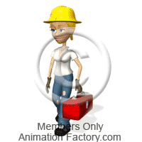 Female Construction Worker Carrying Toolbox Animated Clipart