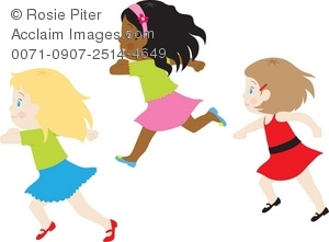     Group Of Little Girls Running Clipart   Group Of Little Girls Running