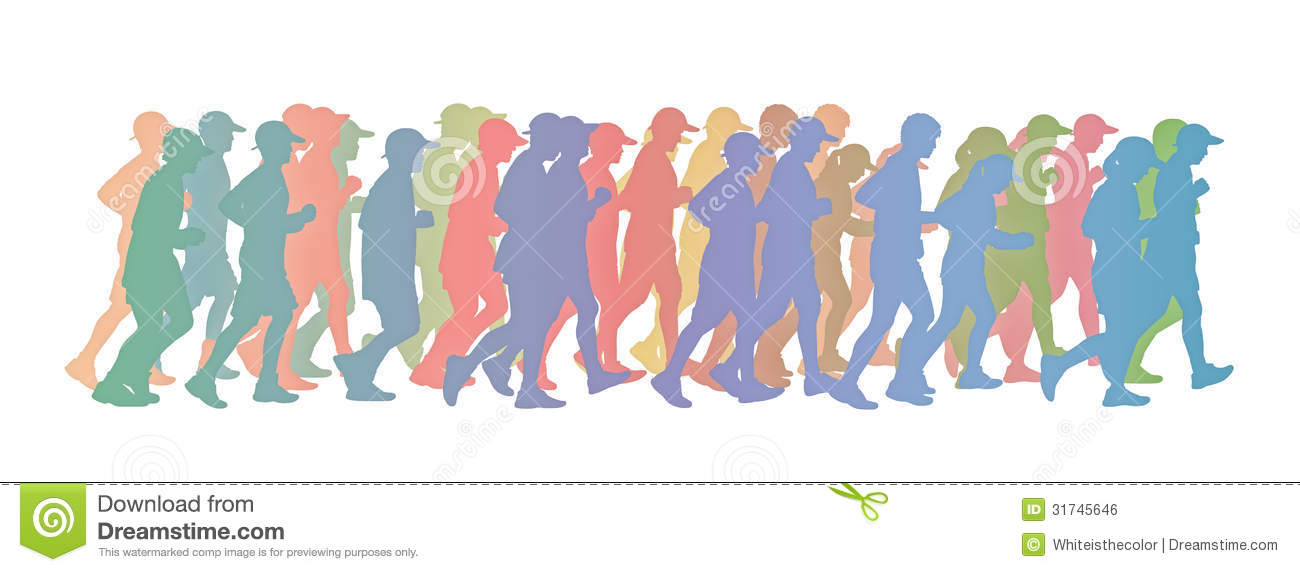 Group Of People Running Clipart Big Group Of People Running Colorful