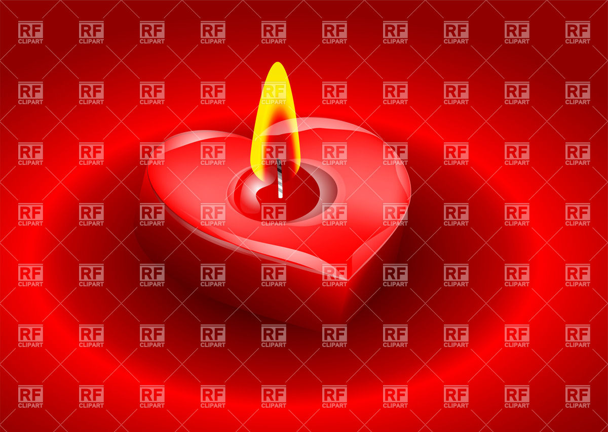 Heart Shaped Burning Candle On Red Background 27688 Download Royalty