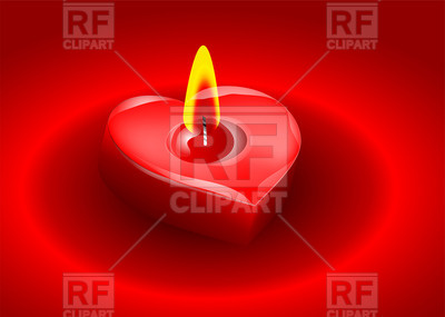 Heart Shaped Burning Candle On Red Background Download Royalty Free