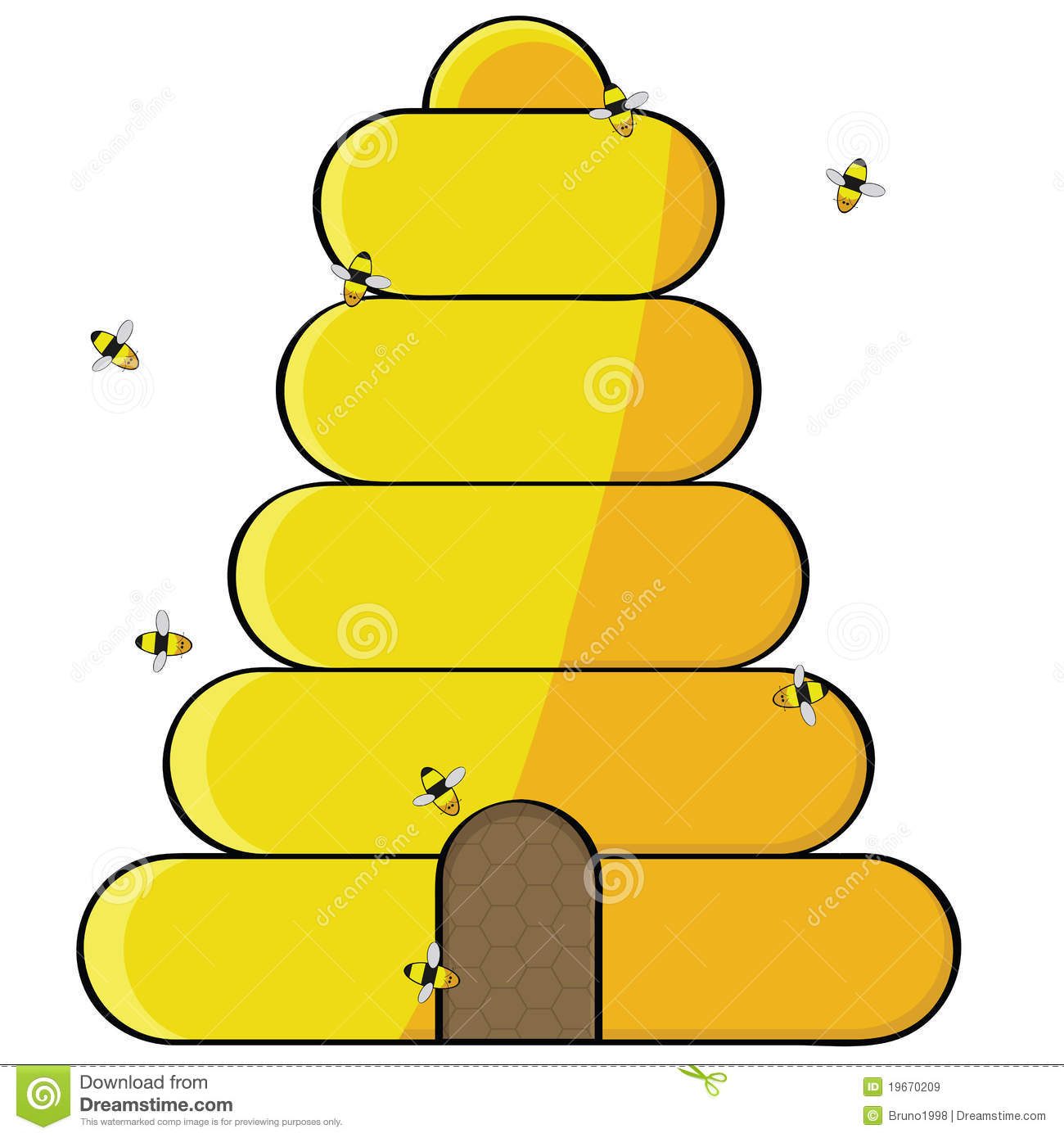 Illustration Showing Bees Flying Towards The Opening Of A Beehive