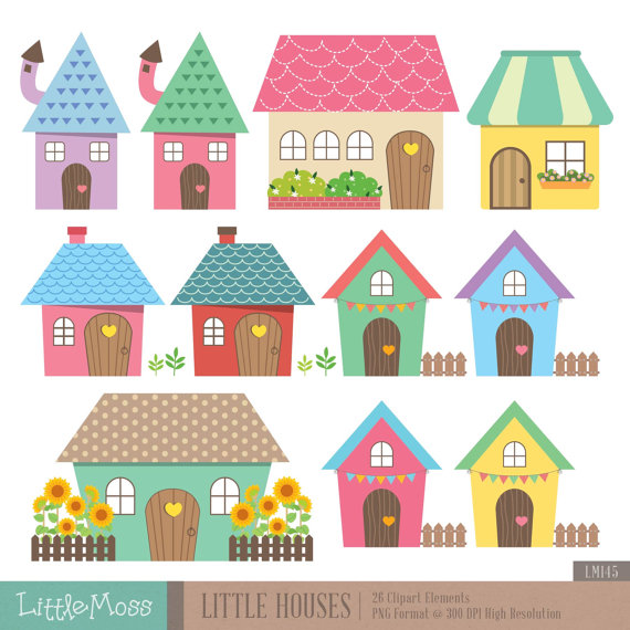 Little Houses Digital Clipart