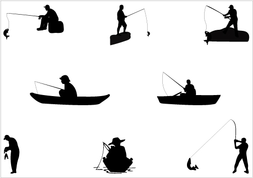 Man Fishing Silhouette Vector Graphicscategory  Animal Vector Graphics