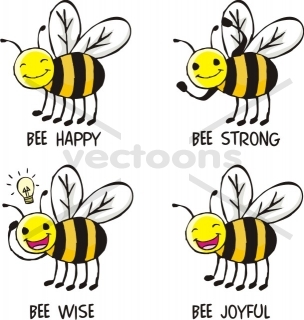 Of Bees  Joyful Happy Strong Wise   Bee   Animals   Buy Clip Art