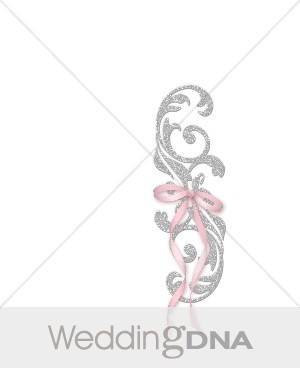 Silver Flourish Pink Ribbon Clipart