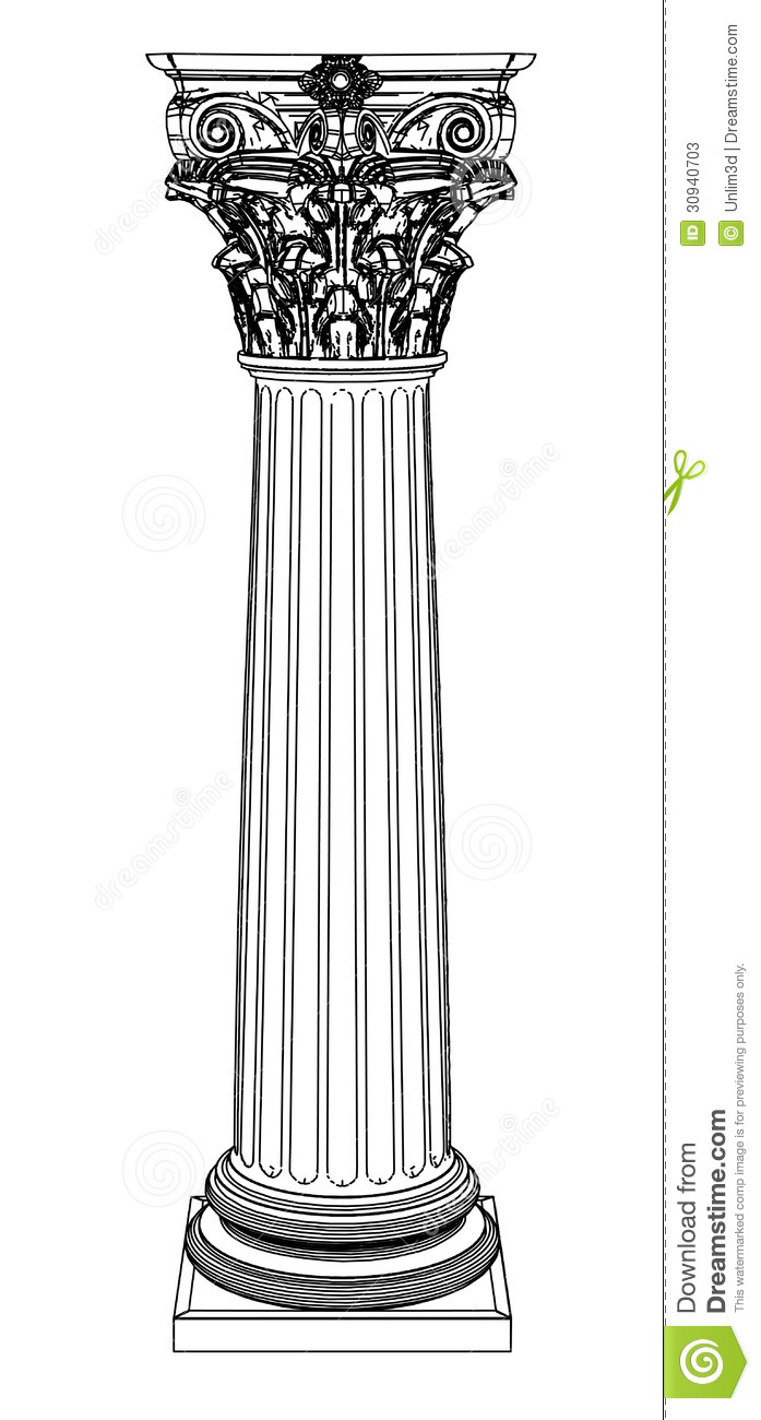 Single Greek Column Isolated On White Stock Photos   Image  30940703