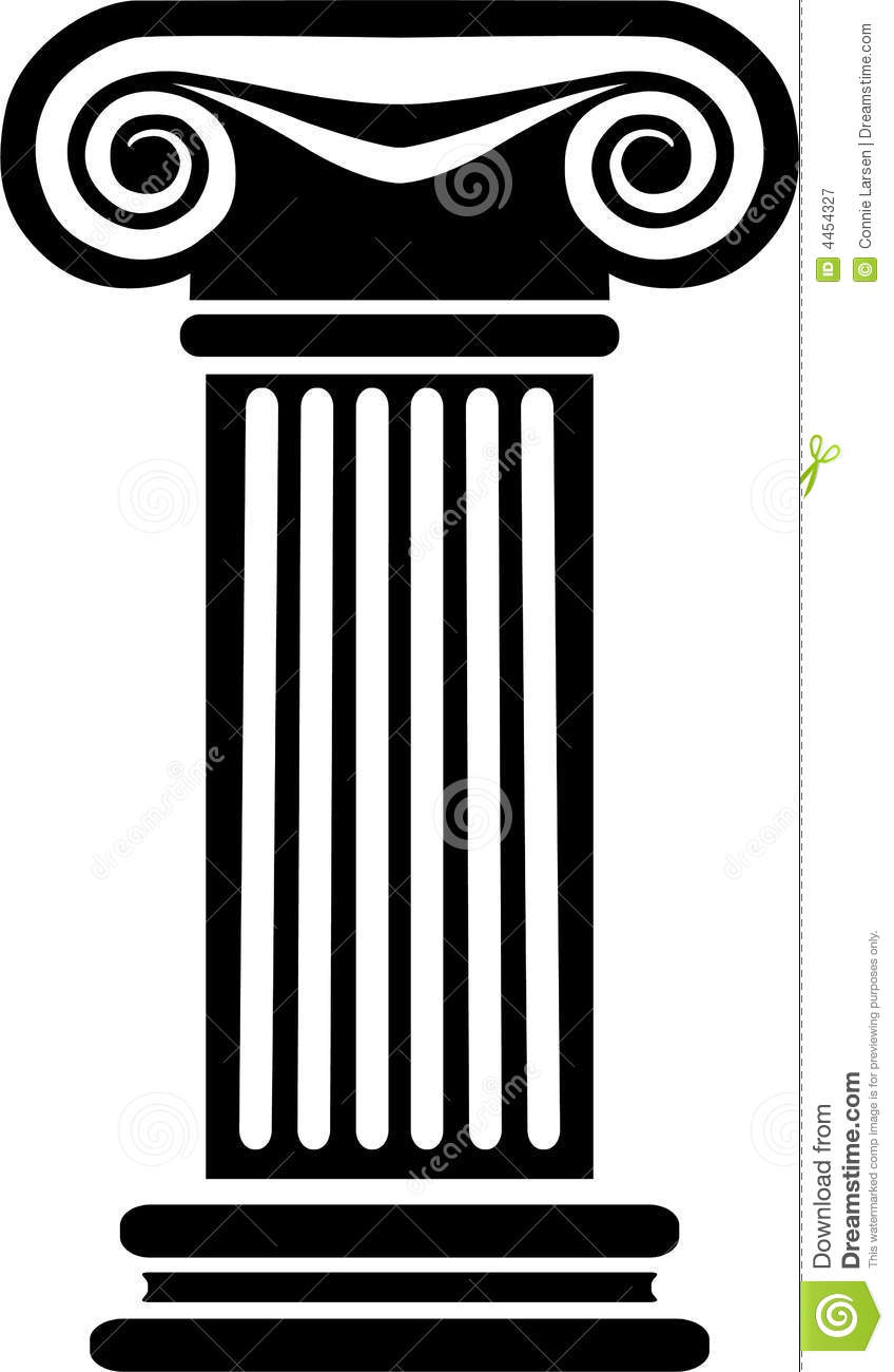 Stylized Black And White Illustration Of A Classic Greek Ionic