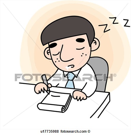 Tired Slobber Snap Sleep Businessman View Large Clip Art Graphic