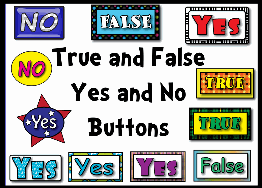 True Or False Clipart True False Yes No Buttons