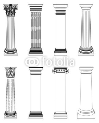 Vector  Single Greek Column Isolated On White