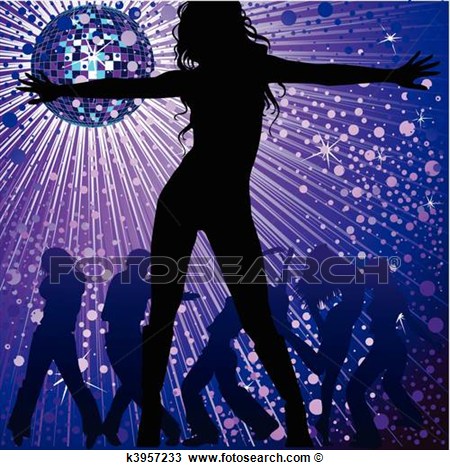     Background With People Dancing In Night Club Disco Ball And Glitters
