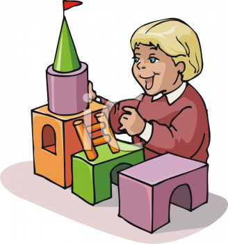 Children Playing With Blocks Clip Art