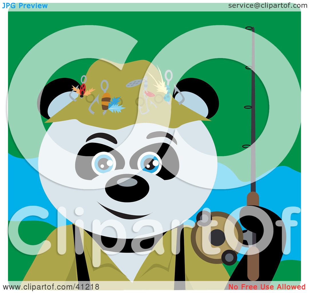 Clipart Illustration Of A Giant Panda Bear Fishing Character By Dennis