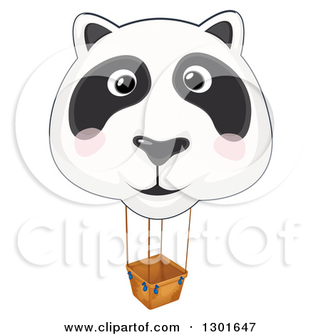 Clipart Of A Cartoon Giant Panda Face Hot Air Balloon   Royalty Free    